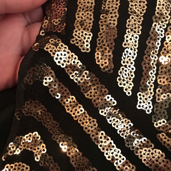 Brand New Black Crop Party Top with Gold Sequins - Picture 6 of 7